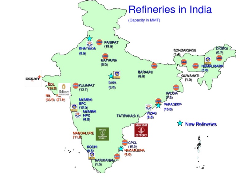 Map of Major Oil Refineries in India | PDF