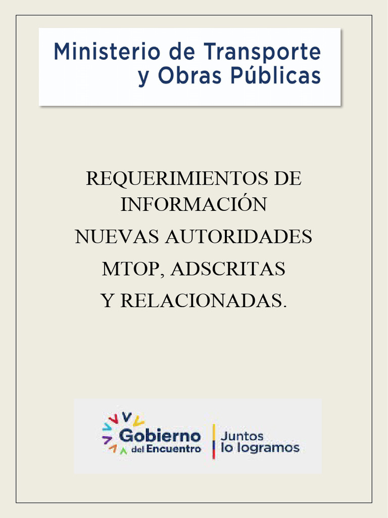 Requerimientos de Información MTOP | PDF