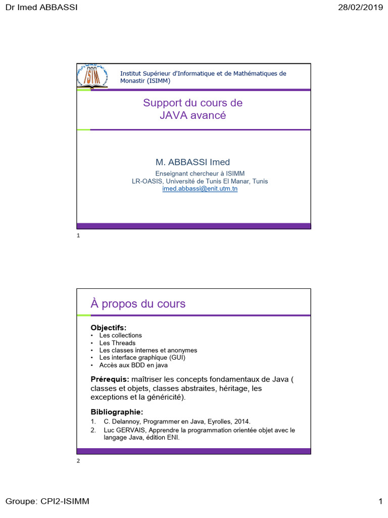 Cours de Java Avancé par Imed Abbassi | PDF | Thread (informatique ...