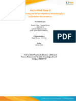 Actividad Fase 3: Fase 3 Formulación de Los Objetivos, Metodología y Actividades Del Proyecto