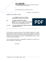 Carta de Levantamiento de O. Del I. de Valorizacion