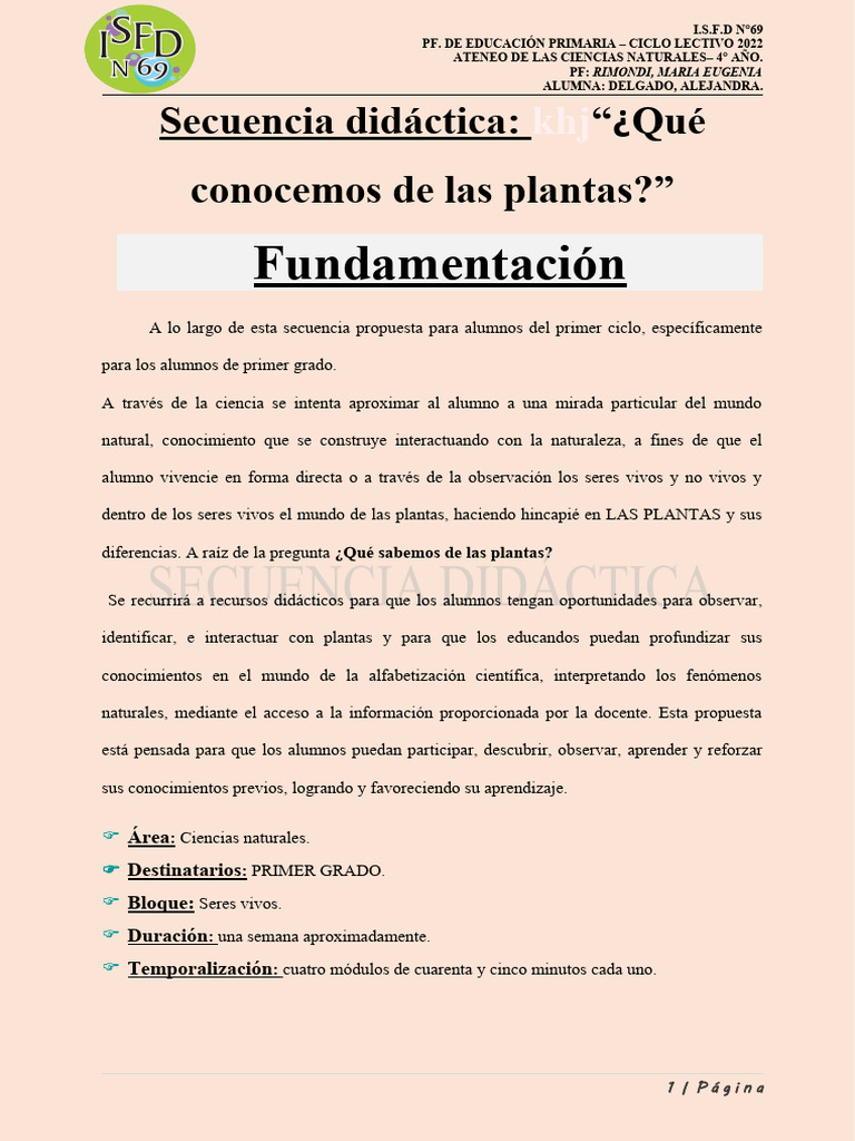 Secuencia Didáctica sobre Plantas para 1° Grado | PDF | Tallo de la ...