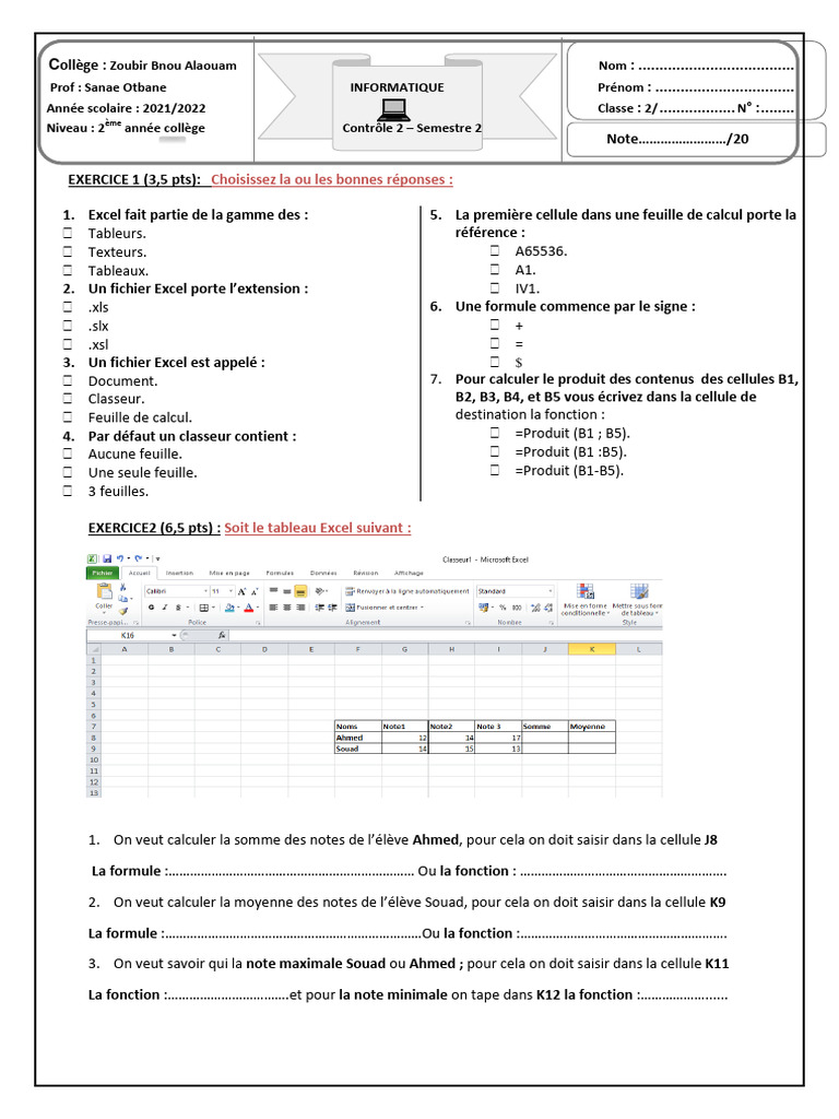 contr-le-excel-2-me-ann-e-coll-ge-pdf-microsoft-excel-feuille-de