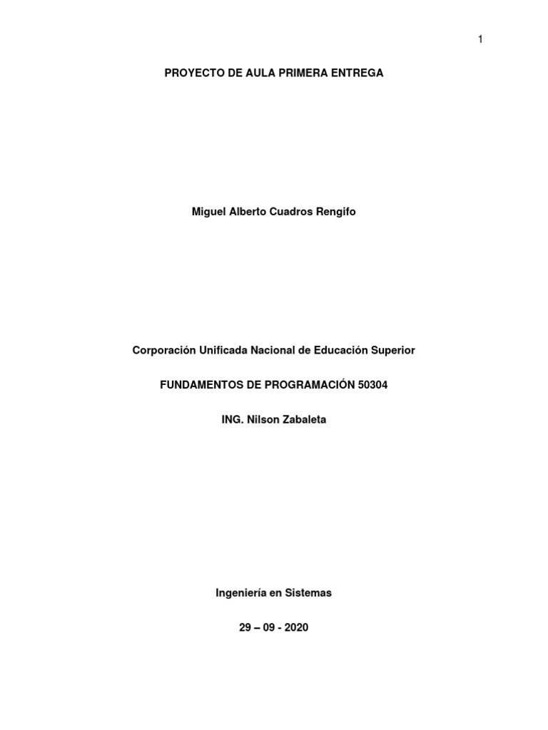 Proyecto Aula Fundamentos de Programacion | PDF | Algoritmos ...