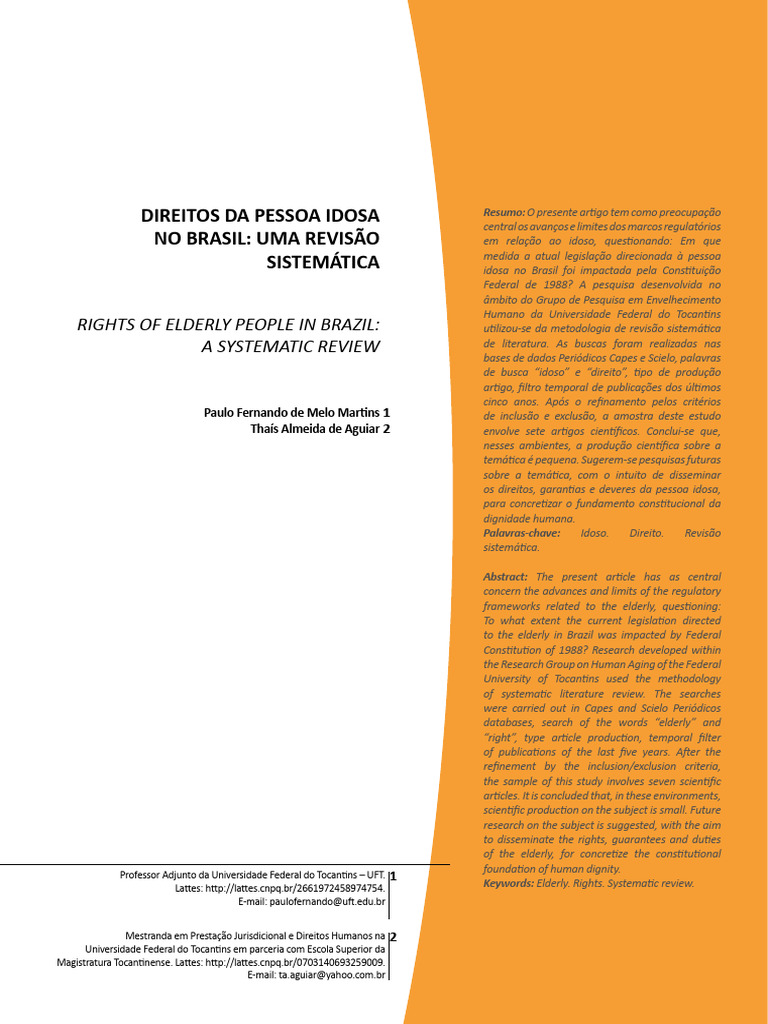 Direitos Da Pessoa Idosa No Brasil | PDF | Constituição | Terceira idade