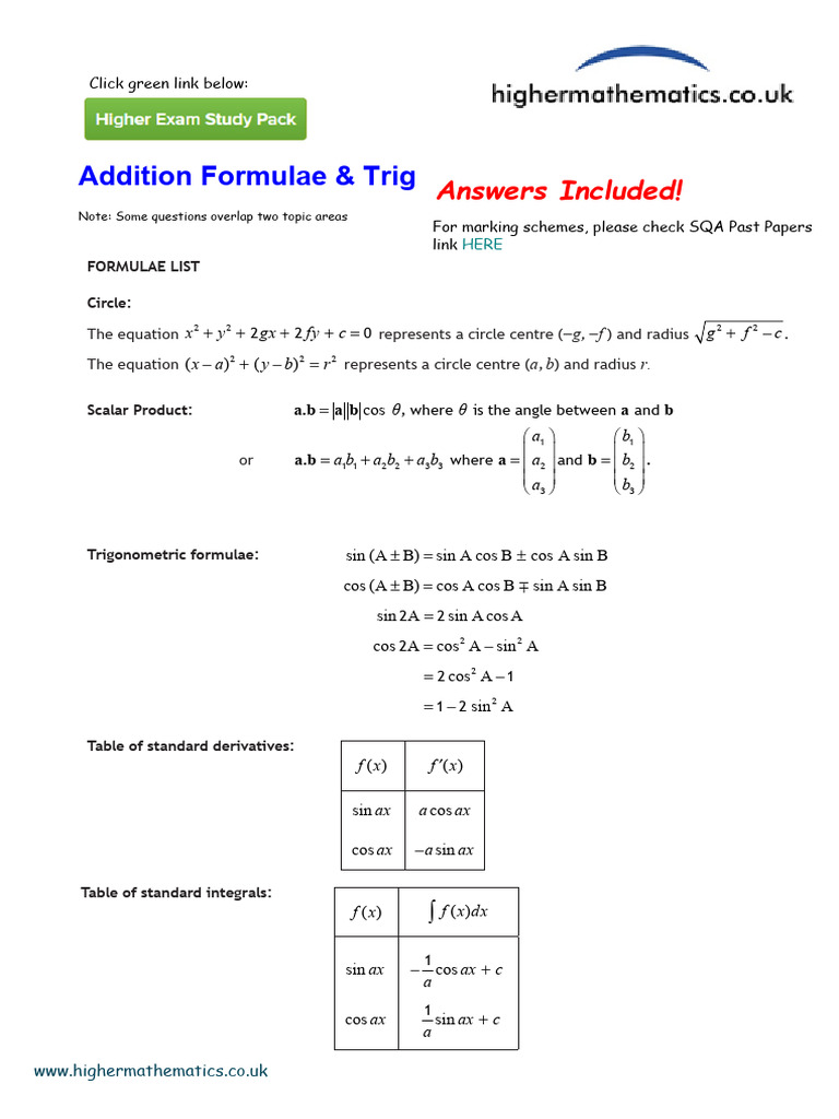 Addition Formulae