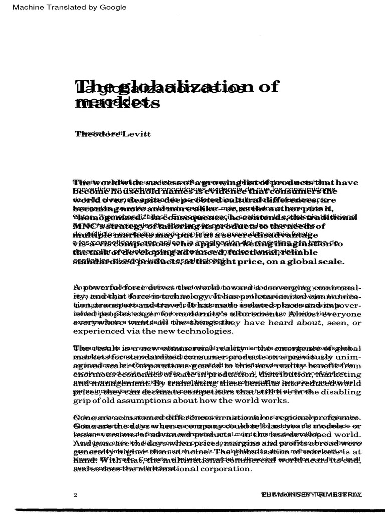 Levitt globalization markets pdf marketing business
