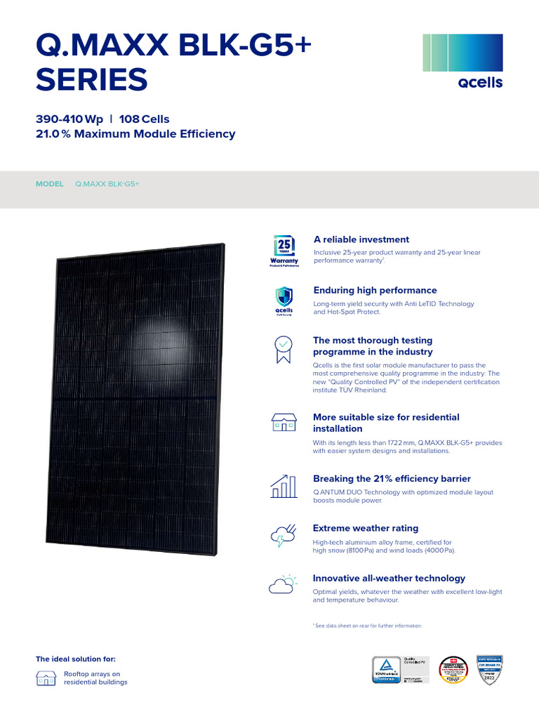 Qcells Data Sheet Q.MAXX BLK-G5 Series 390-410 2023-03 Compressed | PDF ...