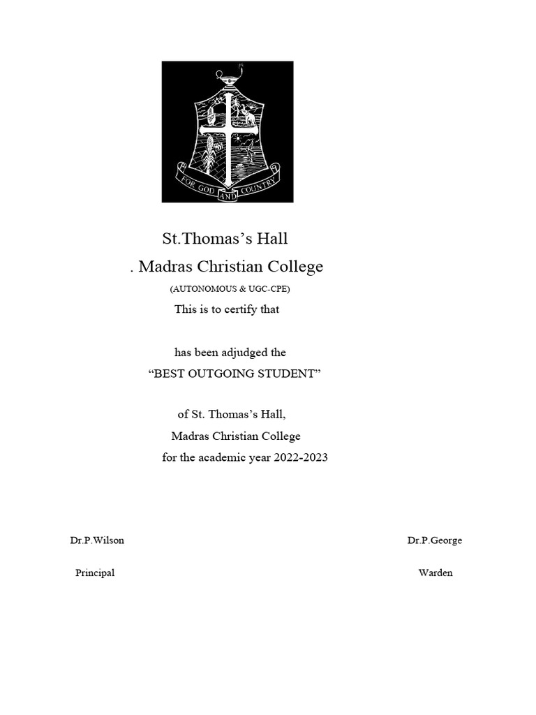 Best Outgoing Student Award | PDF