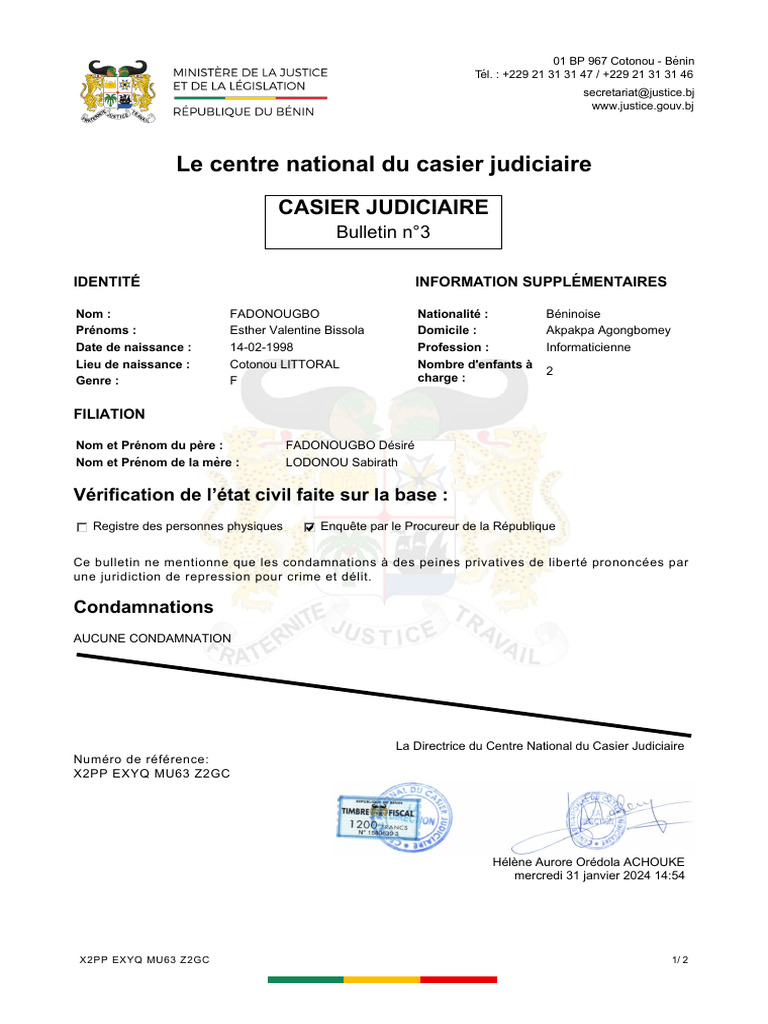Bulletin n°3 du casier judiciaire | PDF | Justice | Crime et violence
