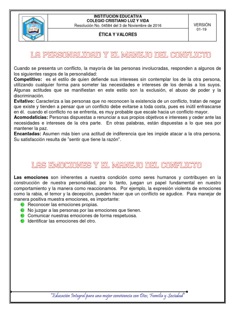 EMOCIONES Y MANEJO CONFLICTOS Semana Ocho. | PDF | Las emociones ...