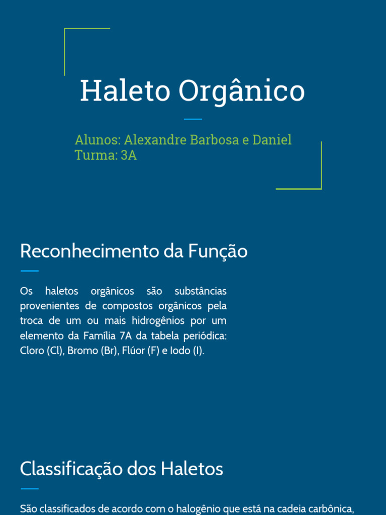 Nomenclatura e Propriedades dos Haletos Orgânicos | PDF | Compostos ...