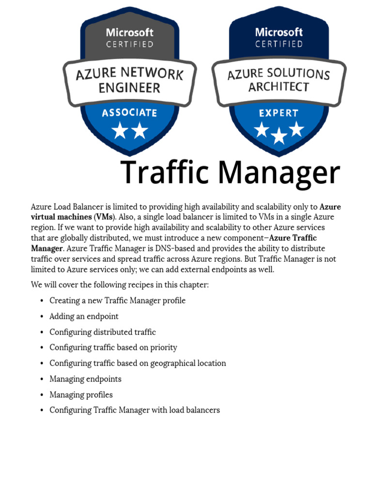 Azure Traffic Manager Load Balancing Guide | PDF | Load Balancing ...
