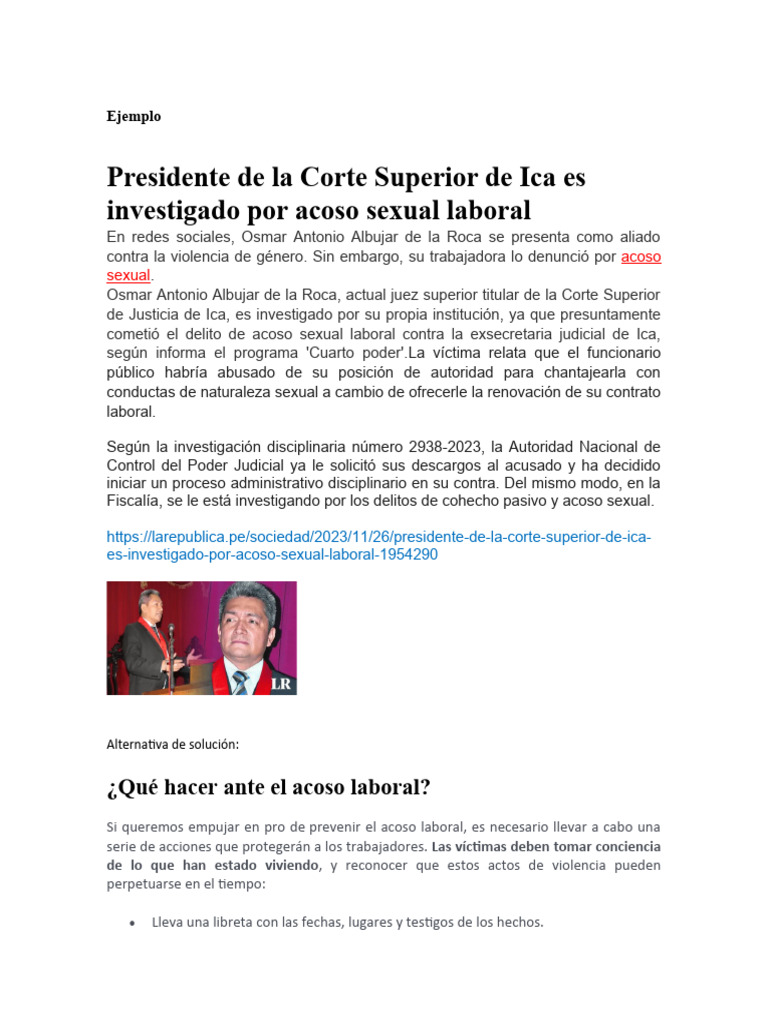 Juez de Ica investigado por acoso laboral | PDF
