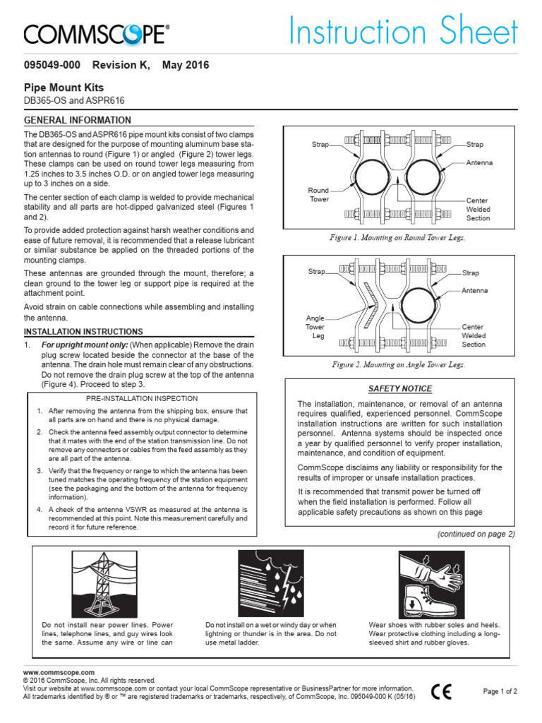 095049-000 Pipe Mount Kits | PDF | Pipe (Fluid Conveyance) | Electrical ...