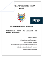 Preguntas para Un Análisis de Perfil de Puesto