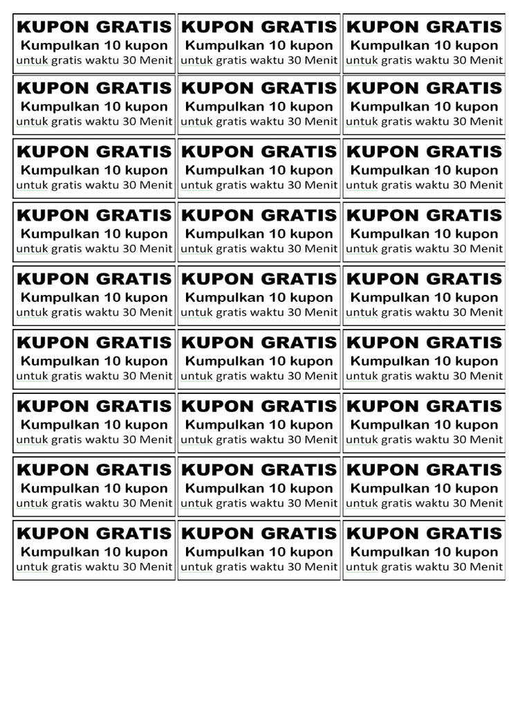 Kupon Gratis 30 Menit | PDF
