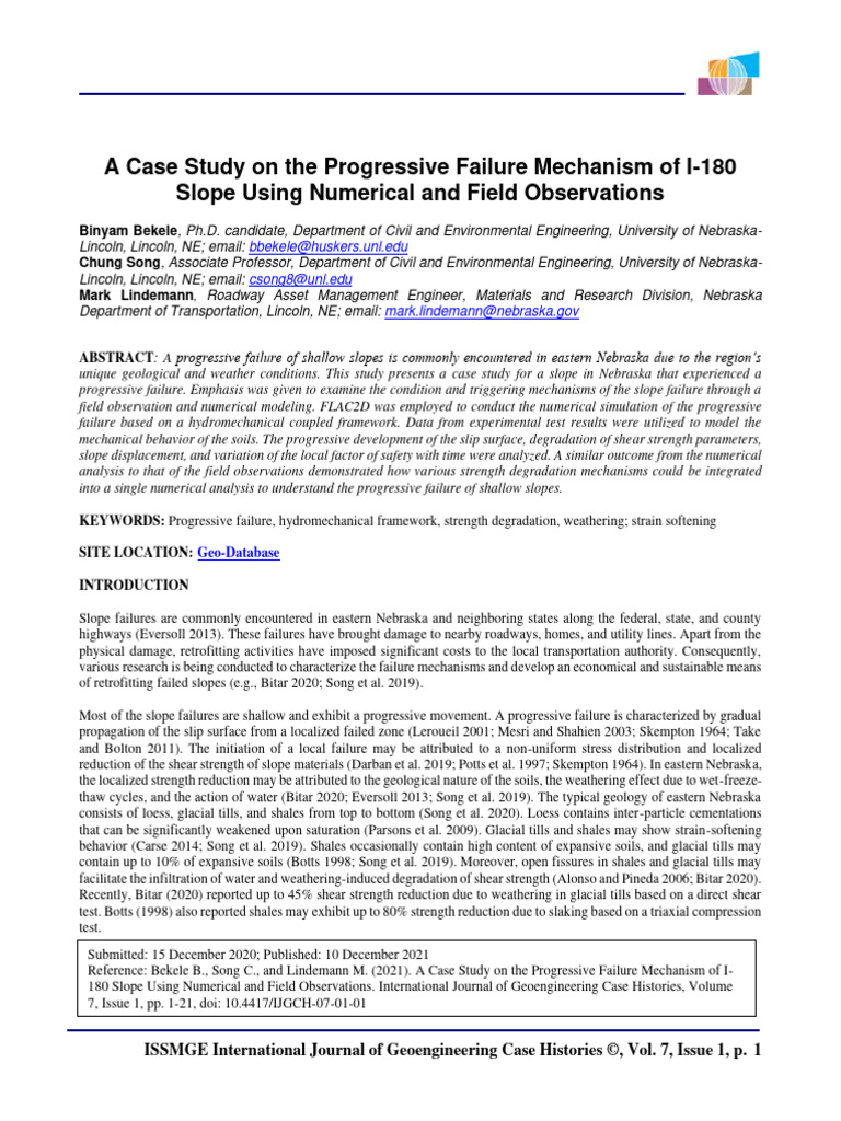 I-180 Slope Progressive Failure Analysis | PDF | Clay | Geotechnical ...
