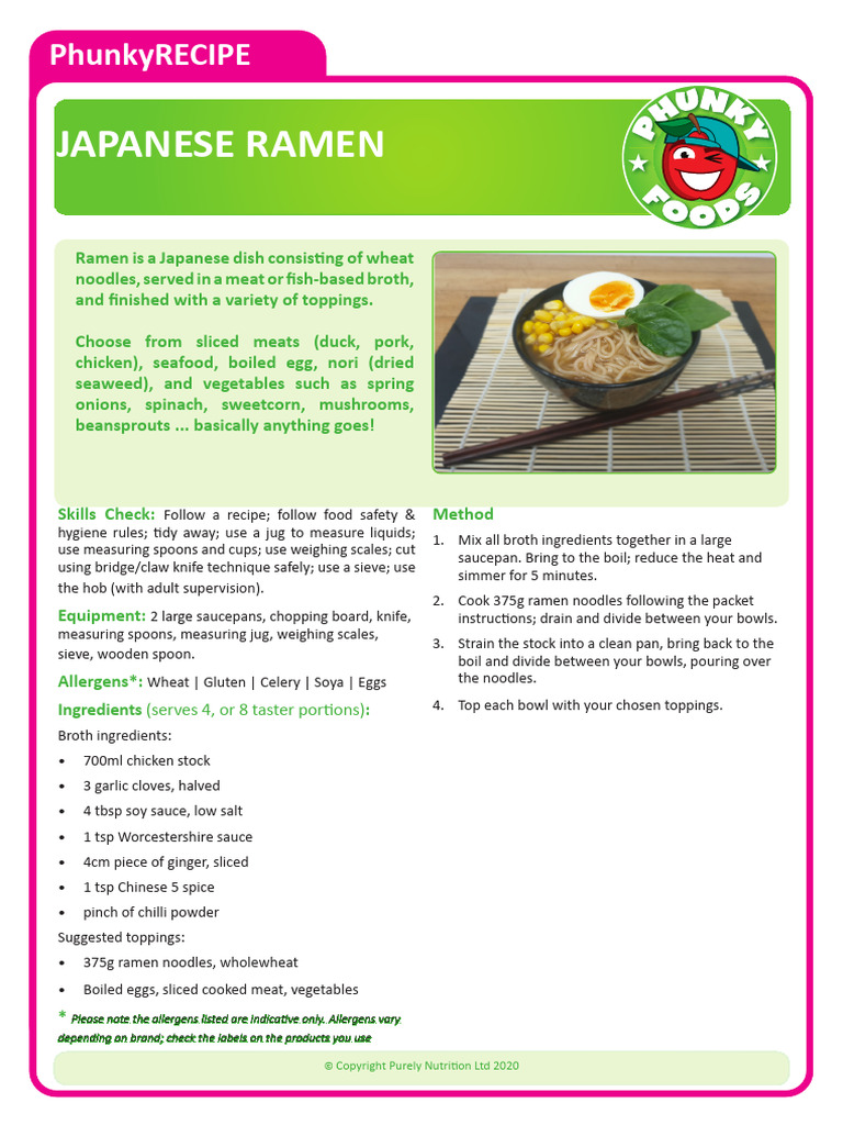 Recipe Japanese Ramen | PDF | Fat | Carbohydrates