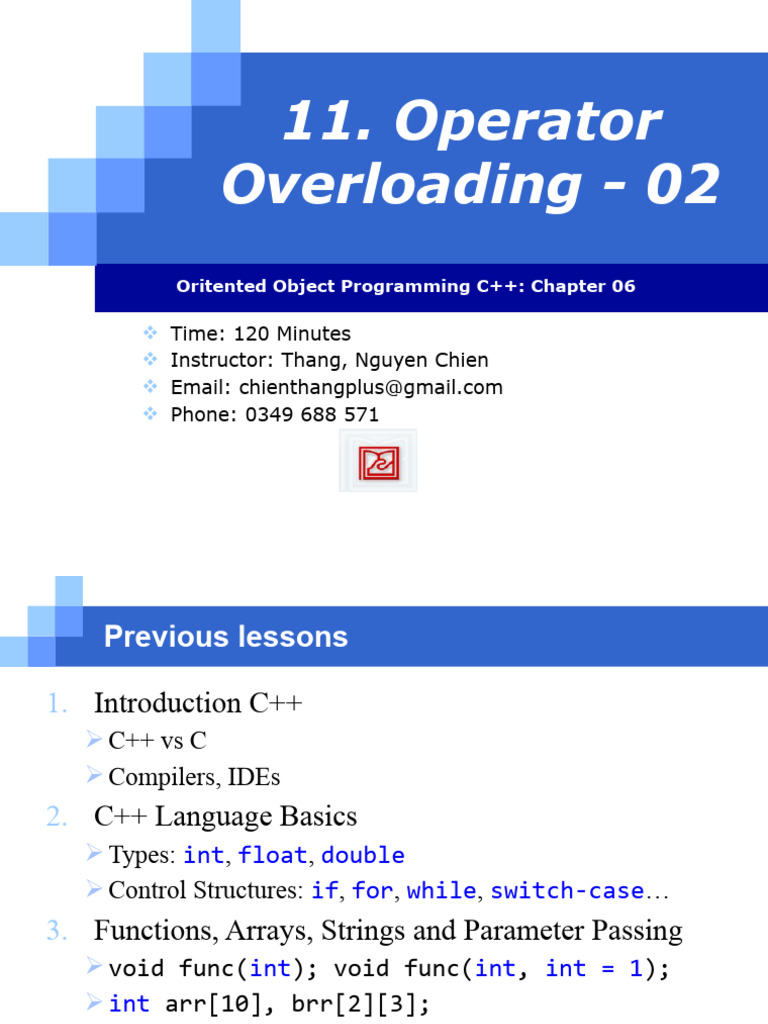 Lesson 11 - 06. Operator Overloading - 02 | PDF | Software Development ...