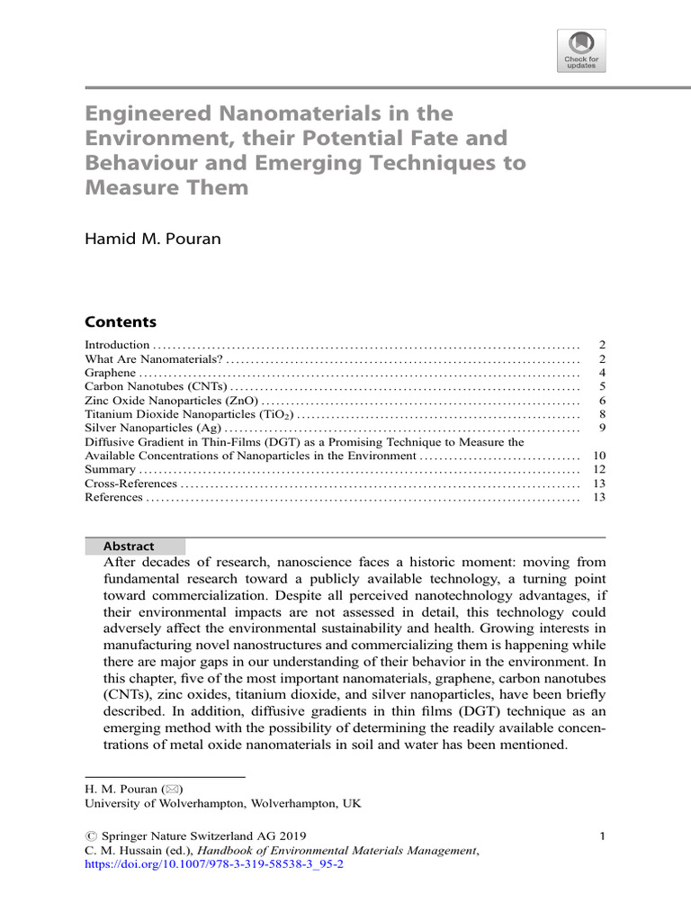 Engineered Nanomaterials in The Environment, Their Potential Fate and ...