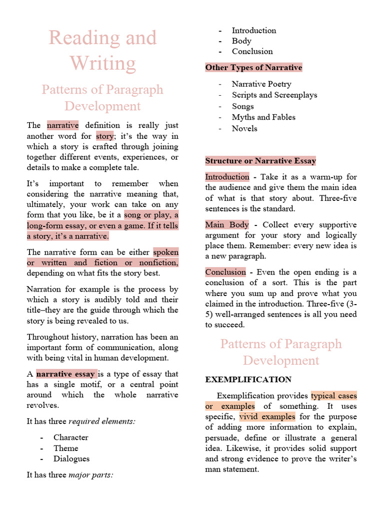 Reading Writing Q3 PDF Narrative Essays