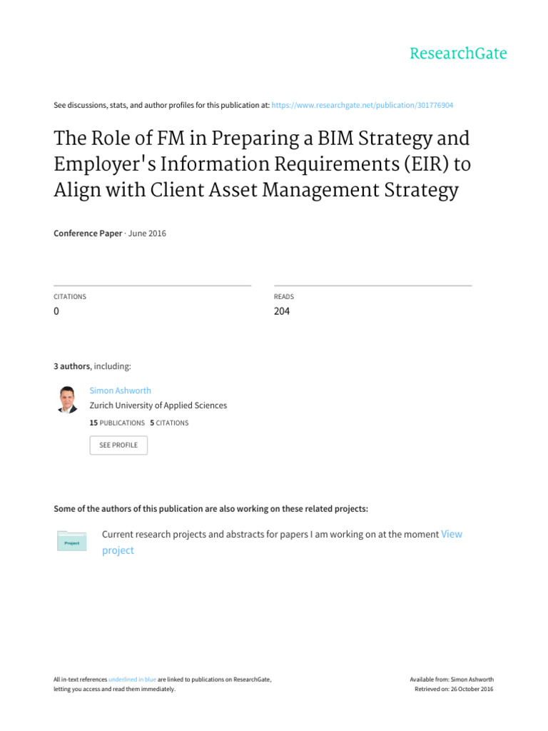 The Role of FM in Preparing A BIM Strategy and Employer's Information ...