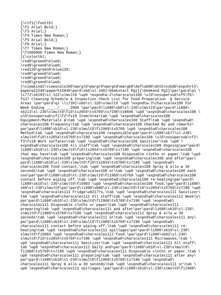 Cleaning Schedule and Inspection Form PDF Home Secondary Sector