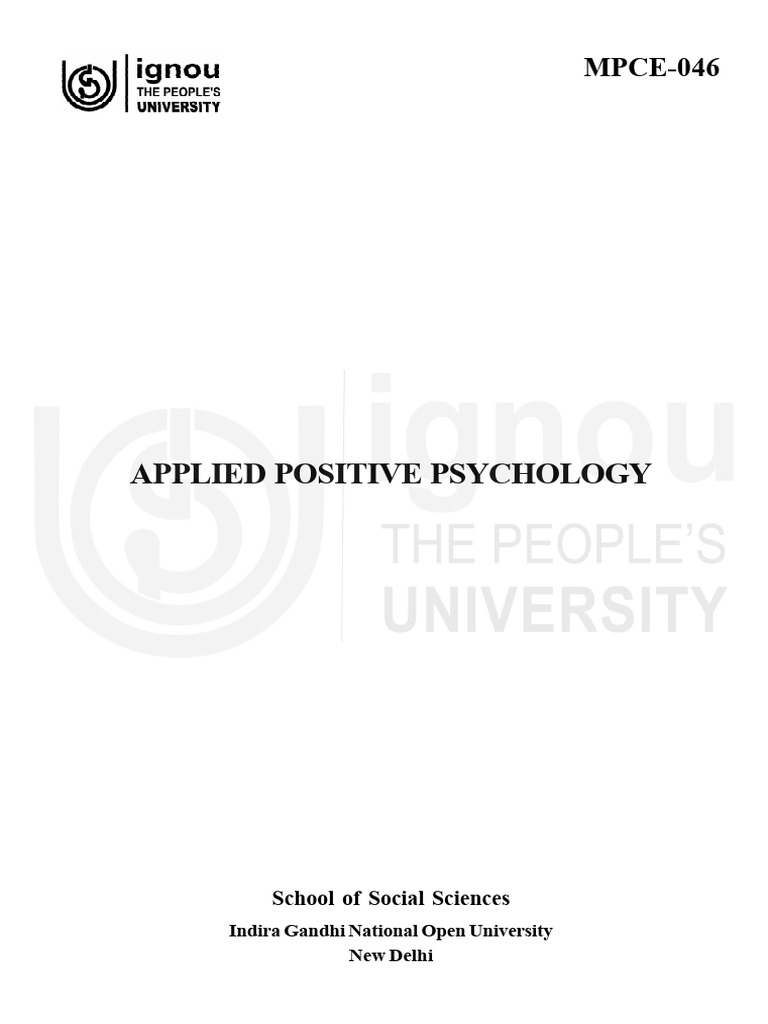 MPCE-046: Applied Positive Psychology | PDF | Positive Psychology ...