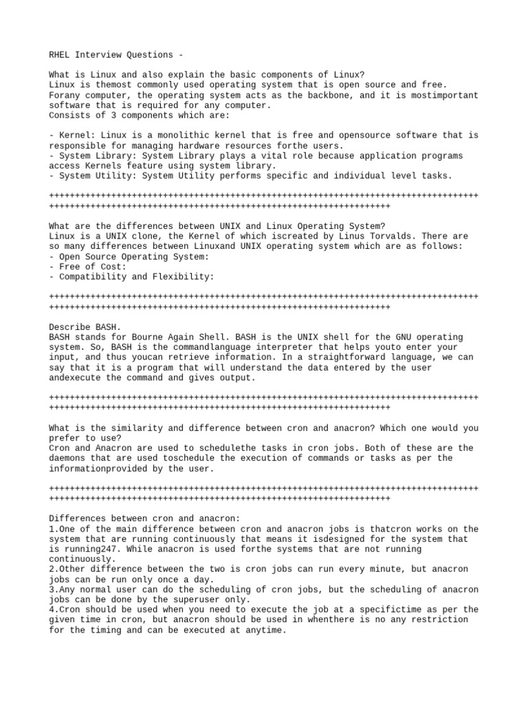 RHEL Interview Questions PDF Computer File Process