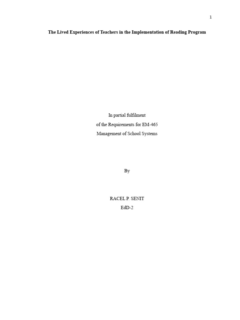 SENIT Research 1 | PDF | Reading Comprehension | Teachers