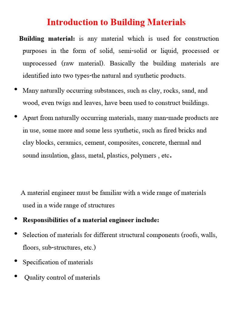 Building Material Lecture 1 | PDF | Building Materials | Chemical Bond