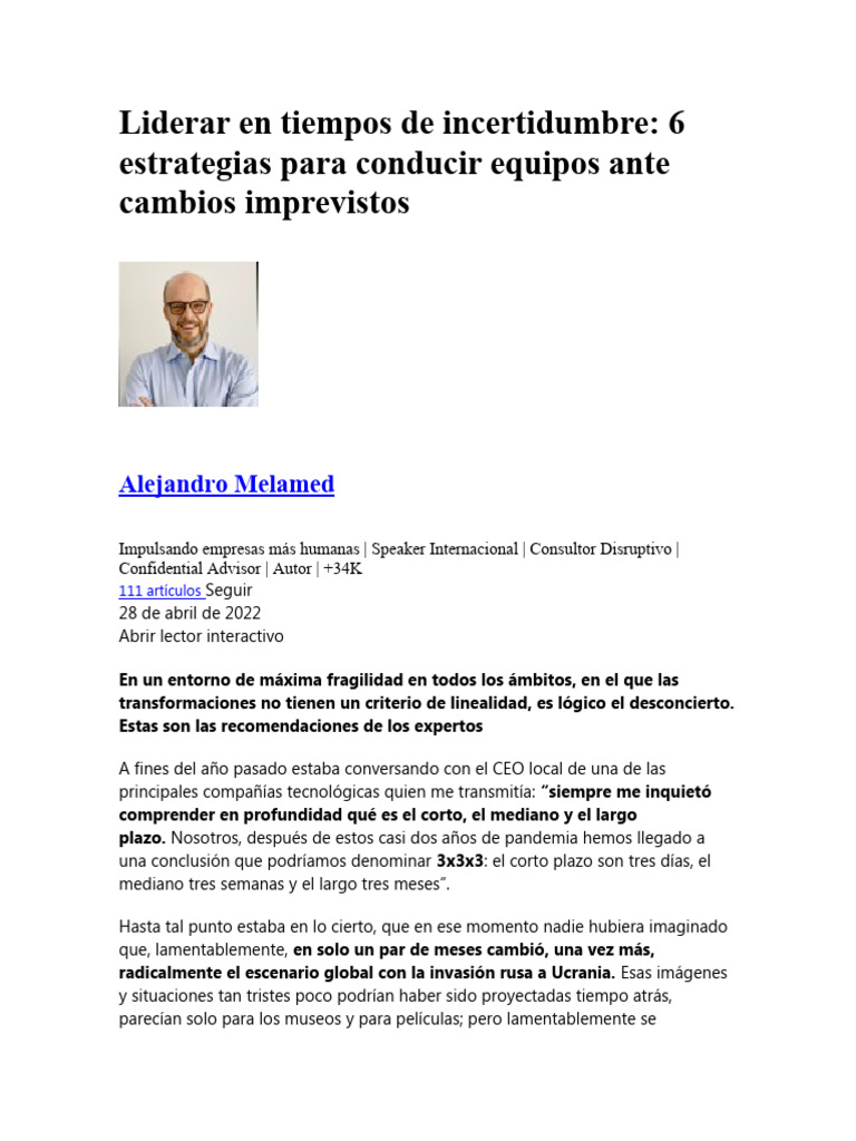 Estrategias para liderar en incertidumbre | PDF | Parcialidad | Certeza