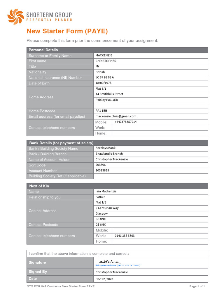 New Starter PAYE Form Instructions | PDF | Payments | Financial Services