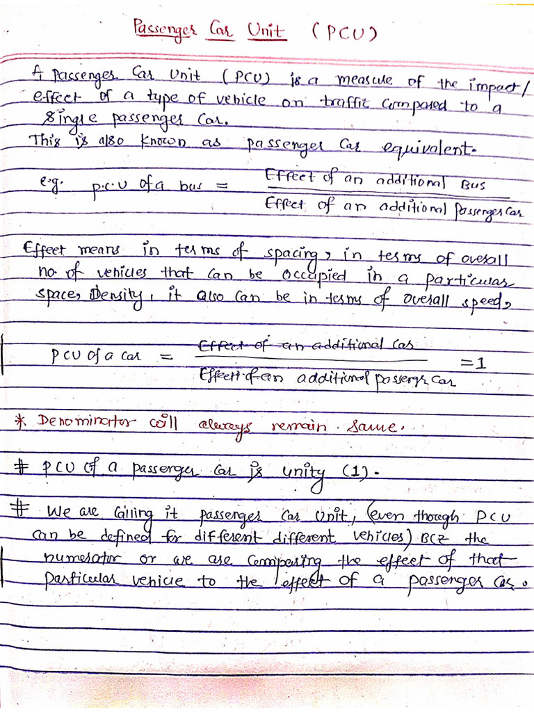 Passenger Car Unit PDF