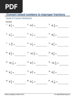 Grade 5 Mixed Numbers To Improper Fractions C