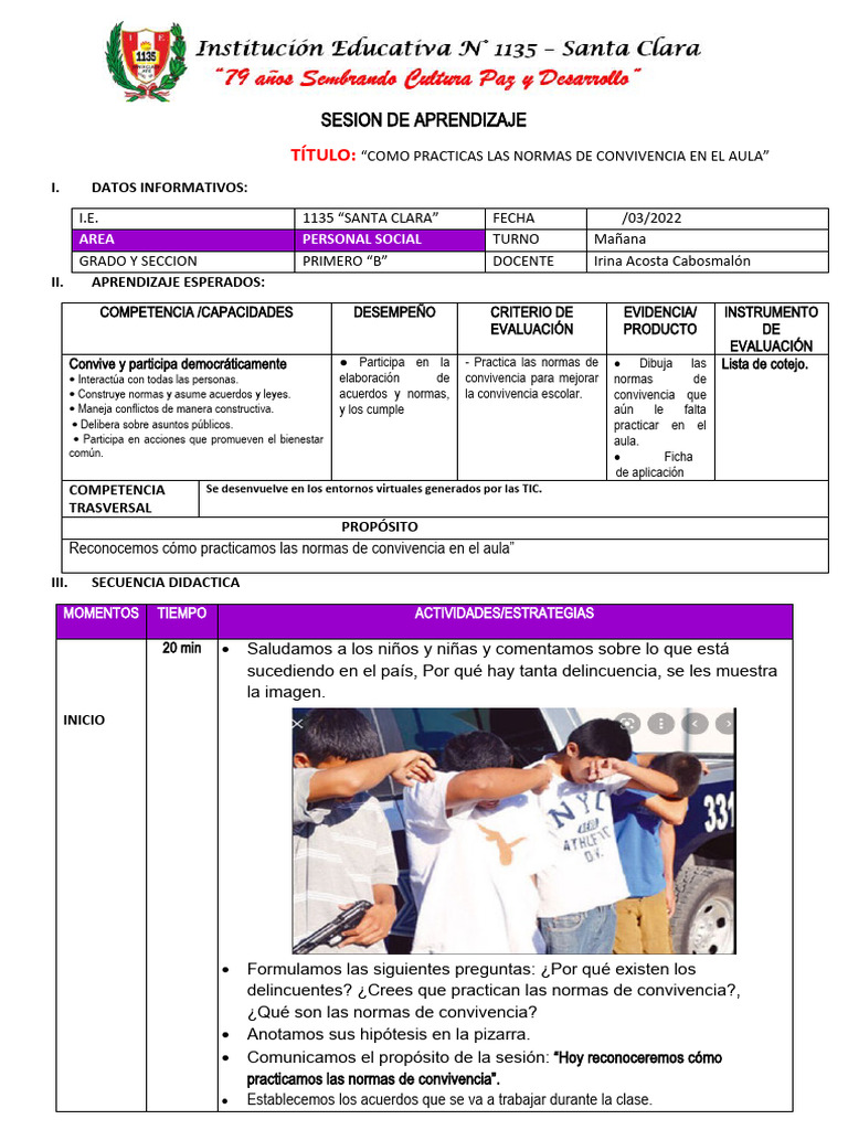 Normas de Convivencia en el Aula | PDF | Evaluación | Salón de clases