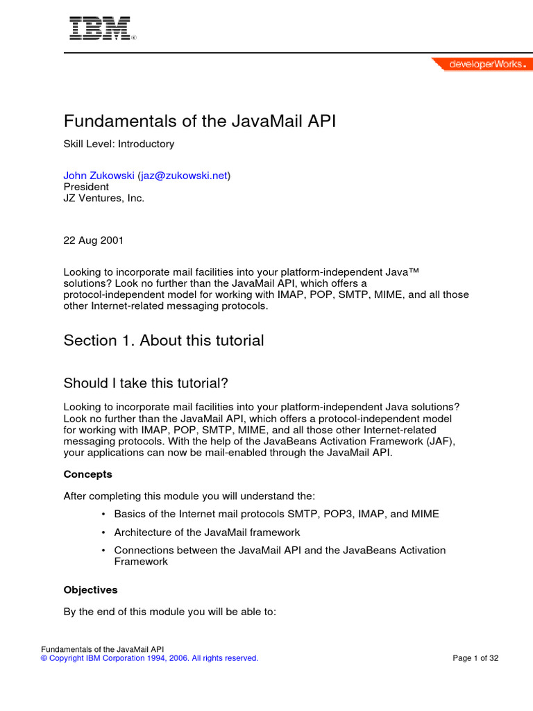 (JAVA) (Fundamentals of The JavaMail API) | PDF | Computer Mediated ...