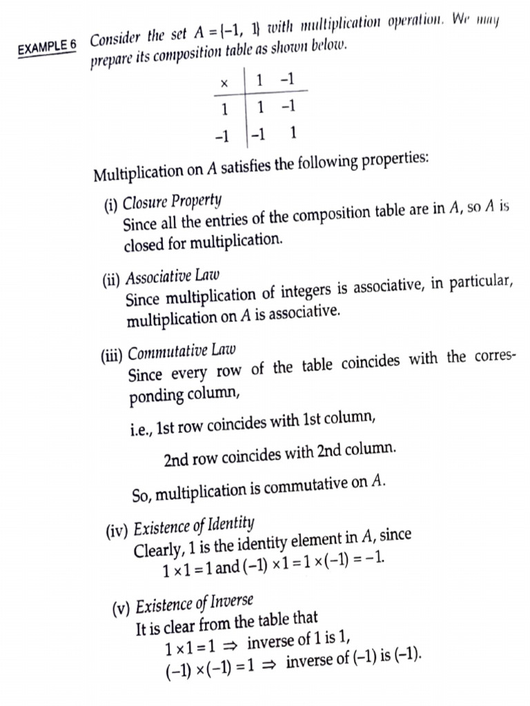 Multiplication Satisfies The Following: Since Composition Table A | PDF
