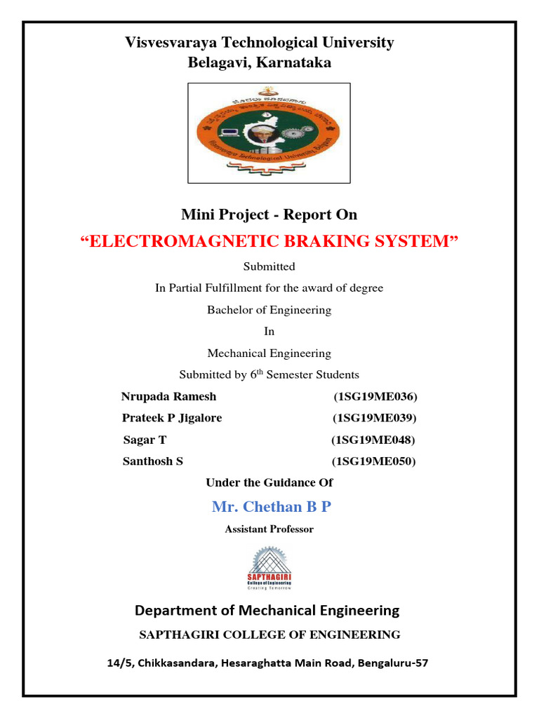 Report 6th Sem Project - EMB | Download Free PDF | Brake | Electric Motor