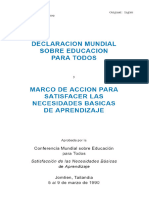 Declaración Mundial Sobre Educación para Todos y Marco de Acción para Satisfacer Las Necesidades Básicas de Aprendizaje - UNESCO Biblioteca Digital