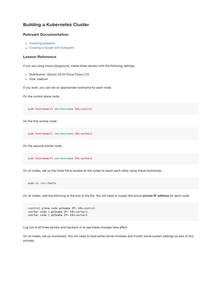 Building A Kubernetes Cluster | PDF | Computer Networking | Computer ...