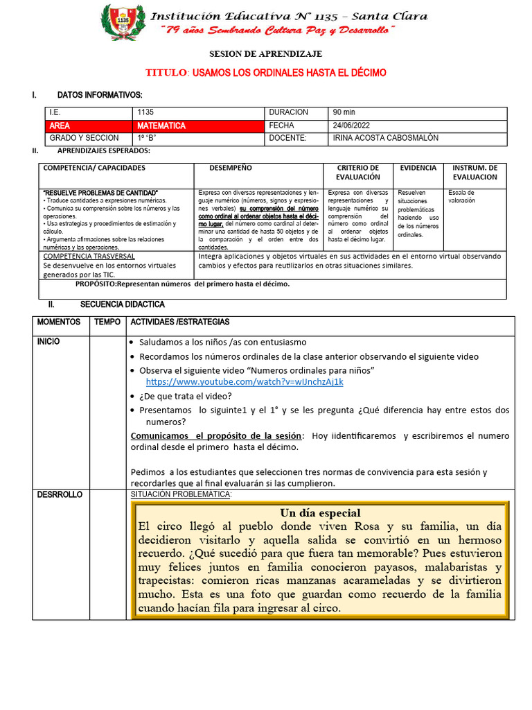 NUMEROS ORDINALES AL DECIMO | PDF | Evaluación | Cognición