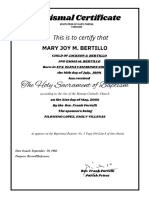 Baptismal, Certificate