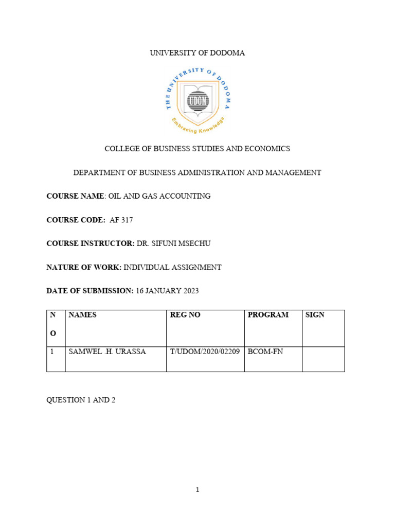 Af 317 Assignment Answers | PDF | Depreciation | Petroleum