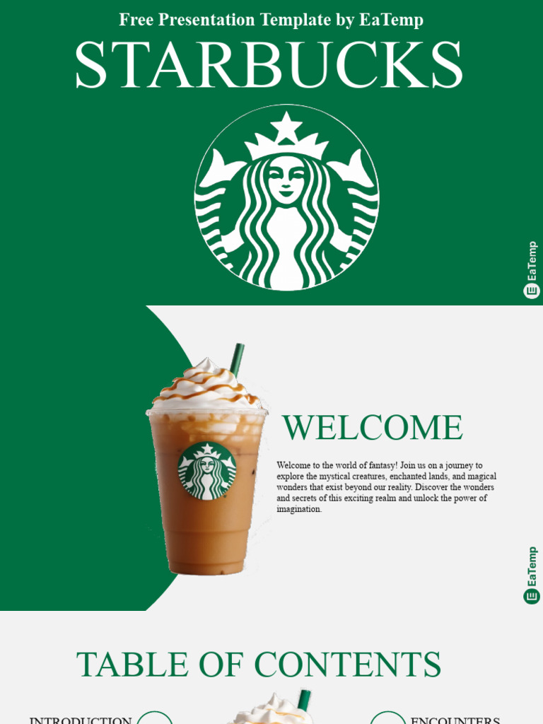 Starbucks PowerPoint Template by EaTemp PDF Fantasy Dragon