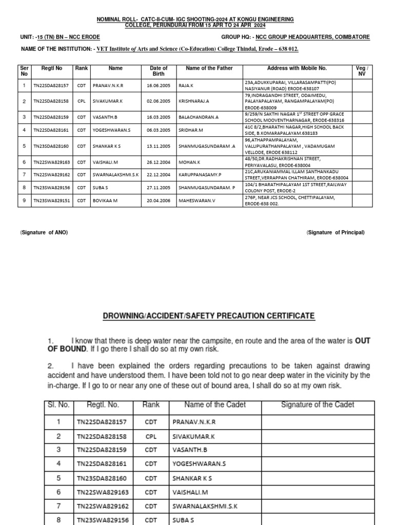 Camp Documents Format Pdf