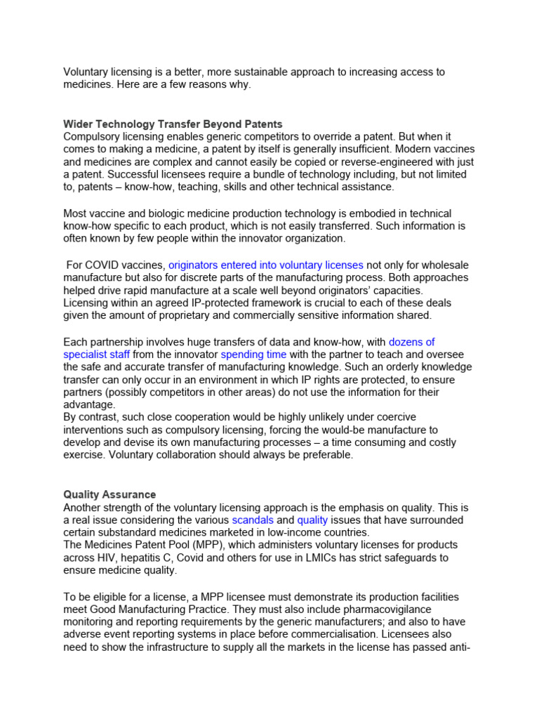 Voluntary Licensing | PDF | Generic Drug | License
