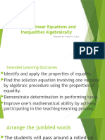 Solving Linear Equations and Inequalities Algebraically