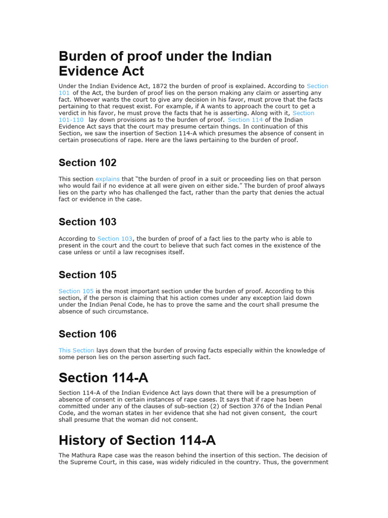 Burden of Proof in Indian Law | PDF | Burden Of Proof (Law) | Rape